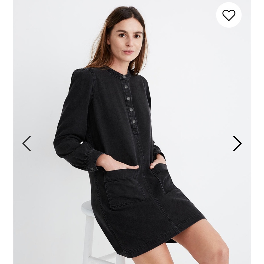 Madewell Black Denim Pocket Popover Shirt Dress